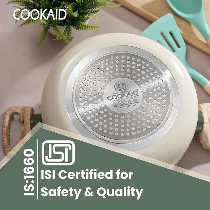 COOKAID Cookware Set Non Stick | 11Pcs Set - Kadhai & Casserole with Lid, 2Fry Pan, Toasting Pan, Saucepan & Dosa Tawa with 2Pcs Nylon Tool | Gas & Induction Compatible (Black, Cookware 11 pcs)